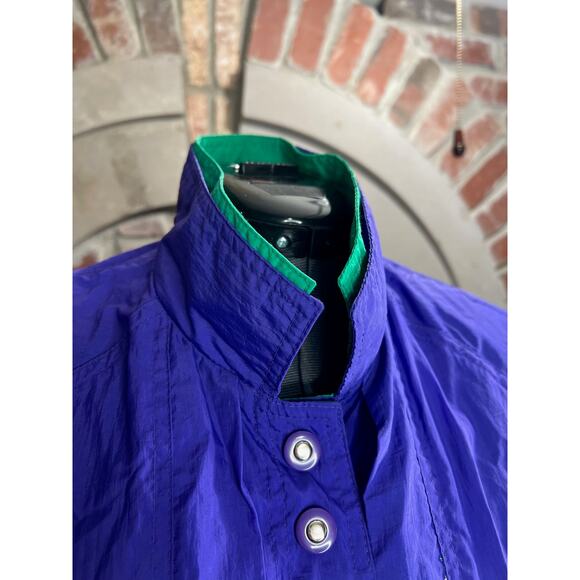 cobblestone jacket windbreaker green purple 1980s snap front double collar - Picture 5 of 15